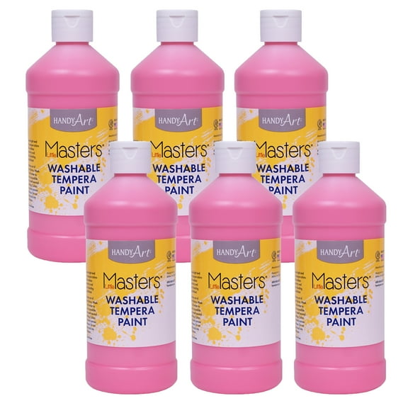 Handy Art Little Masters Washable Tempera Paint, Pink, 16 oz., Pack of 6