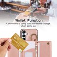 thumbnail image 6 of Crossbody Wallet Case for Samsung Galaxy S23 Plus with Lanyard Strap Card Slot Holder RFID Blocking 360° Ring Kickstand,Magnetic Flip Folio Zipper Purse Case, PU Leather Cover Handbag,Rosegold, 6 of 10