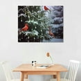 thumbnail image 2 of Nawypu  Christmas Tree &amp; Cardinal Birds Canvas Print Snowy Winter Forest Pine Trees winter Scene Wall Art Measures, 2 of 4