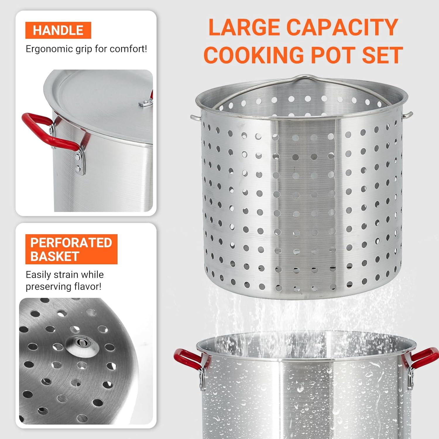 Seafood Boil Pot 60 QT Outdoor Kit – 110,000 BTU Burner, Strainer ...