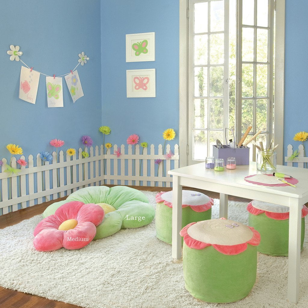 Sunflower Pillow Sofa Chairs Floor Pillow for Kids Reading Nook Watching TV Bed Room Decoration SYSI 17 Flower Plush Pillow Smile Flower Shaped Seating Cushion Rainbow