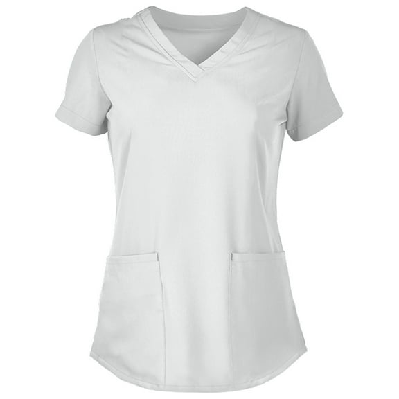 Panda Uniform by HeedFit Women’s Hem V-Neck Stretchable Scrub Top – 10XL White