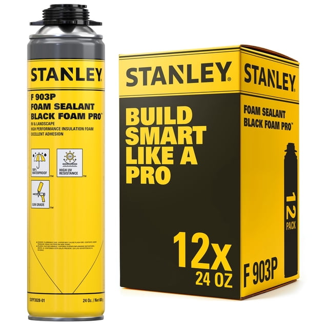 Sellador de espuma en aerosol STANLEY F903P negro, 700 ml, paquete de 12