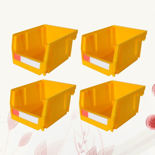 HINTRMENT 4Pcs Yellow Plastic Container Tool Box Back Mounted for Firm and Sturdy Storage