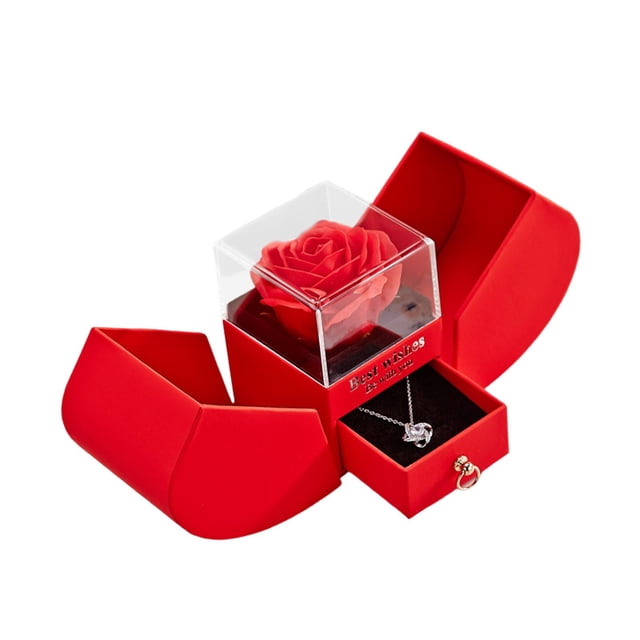 Joyero, , caja de regalo con flor de jabón, elegante estuche portátil para guardar joyas para Valentín, propuesta, recuerdo de fiesta
