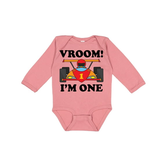 Inktastic 1st Birthday Racing Car Boys Boys Long Sleeve Baby Bodysuit