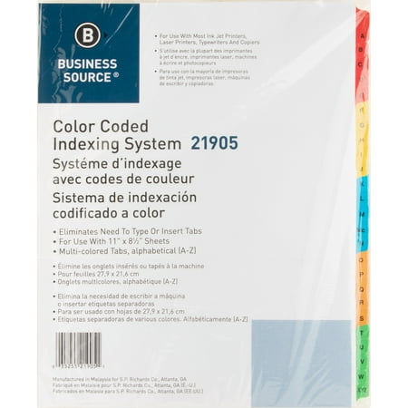 Business Source, BSN21905, A-Z Tab Table of Contents Index Dividers, 25 / Set