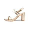 thumbnail image 3 of BLISSFUL STEP Women's Slingback Block Heel Ankle Strap Sandals Rose Gold 9.5, 3 of 8