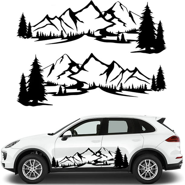 Pegatinas grandes para coche, calcomanías de montaña para hombre y mujer, pegatinas laterales de vinilo con gráficos de árboles para la puerta de la carrocería, calcomanías grandes para coche.
