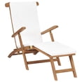 thumbnail image 2 of vidaXL Solid Teak Wood Deck Chair with Cushion Cream White/Dark Gray Seating, 2 of 6