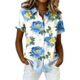 thumbnail image 2 of Bbyeadc Hawaiian Short Sleeve Shirts for Women Collared Shirts Button Down Lightweight Top Casual Loose Beach Travel Top,White(S), 2 of 5