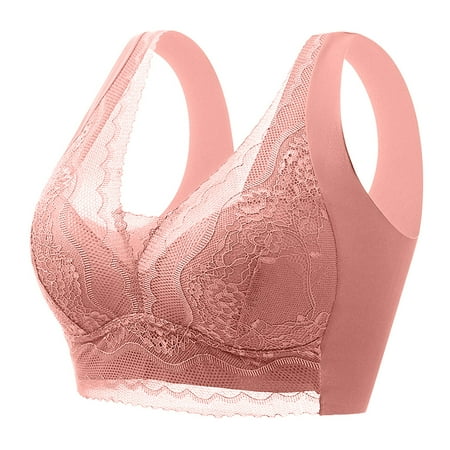 

Women s Bras Women s V Neck Lace Fixed Cup Wide Shoulder Anti Droop Side Bra Lingerie For Women