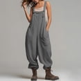 thumbnail image 3 of Jewelreauty Women's Overalls Jumpsuits with Pockets Sleeveless Cargo Bibs Linen Loose Summer Casual Long Rompers (M, Gray), 3 of 7