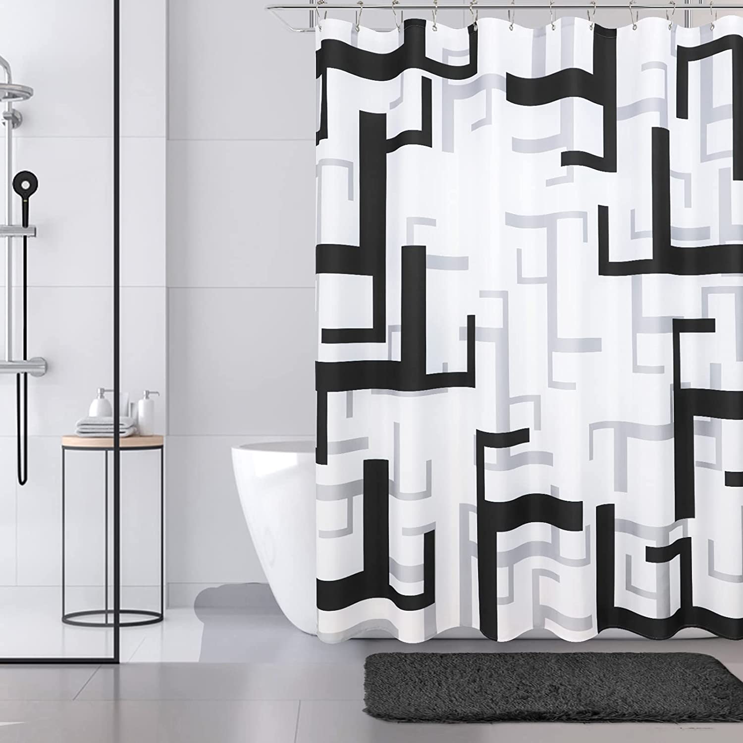 Black and White Modern Shower Curtains for Bathroom Black Grey Shower