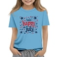thumbnail image 2 of ATOGUTA Girls Graphic T-Shirt Boys Patriotic Short Sleeve 4th of July Tee Top Blue, Size 3T-14, 2 of 5