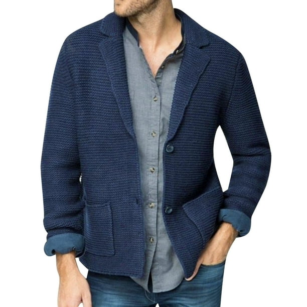 Gibobby Sueter hombre manga larga Cardigan para hombre con cuello de chal sueter de punto con botones Marina G Walmart en linea