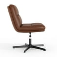 thumbnail image 6 of BizChair Commercial Wide Mid-Back Cognac Padded LeatherSoft Armless Stationary Task Office Chair with Adjustable Height, Swivel Function, and Black Frame, 6 of 12