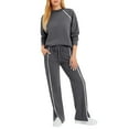 thumbnail image 7 of Kixjoy 2 Piece Sets for Women Oversized Casual Long Sleeve Sweatsuits Workout Warm Sweatshirts and Pants 2 Piece Plain Winter Loungewear Sets Woman, Dark Gray M, 7 of 7