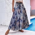 thumbnail image 2 of Women's Boho Skirt Waisted Drawstring Pleated A Line Skirts Flowy Vacation Beach Long Skirts, 2 of 5