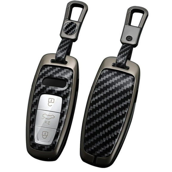 Key Protector Compatible with Audi 2018-up Metal Key Fob Cover for A3 A6 A7 A8 A8L E-Tron Q7 Q8 RS6 RS7 S3 S6 S7 SQ7 SQ8 Smart Remote Key Glove with Carbon Pattern