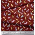 thumbnail image 3 of Soimoi Voile de Coton Rouge Tissu Imprimé Animaux Sauvages au Mètre 42 Pouces de Large, 3 of 3