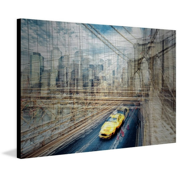 "The East River" Painting Print on Brushed Aluminum