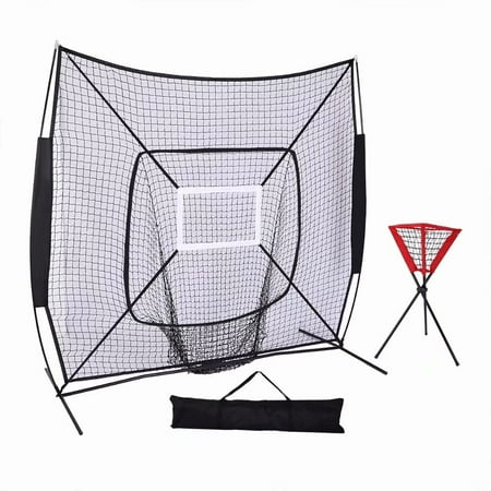 Akoyovwerve 7'x7' Baseball & Softball Practice Net for Hitting, Pitching, Backstop Screen Equipment Training Aids Black, Includes Carry (Best Baseball Hitting Training Aids)