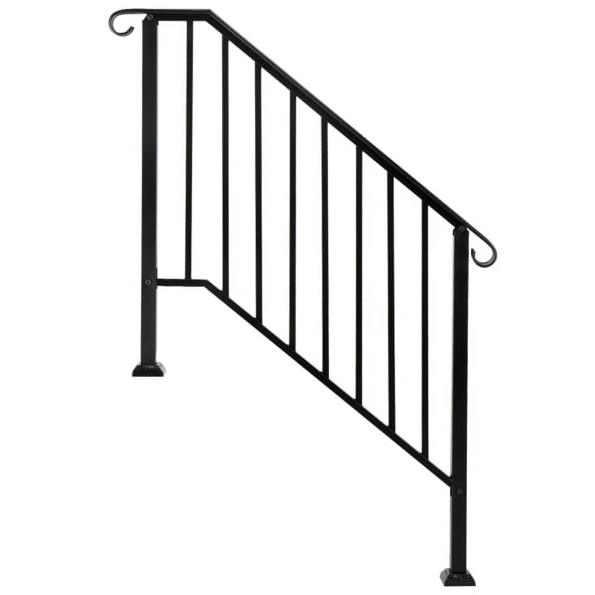 Matte Black Outdoor 3 Level Iron Handrail, Suitable for Gardens, Residential Buildings, Commercial Office Buildings, Hotels