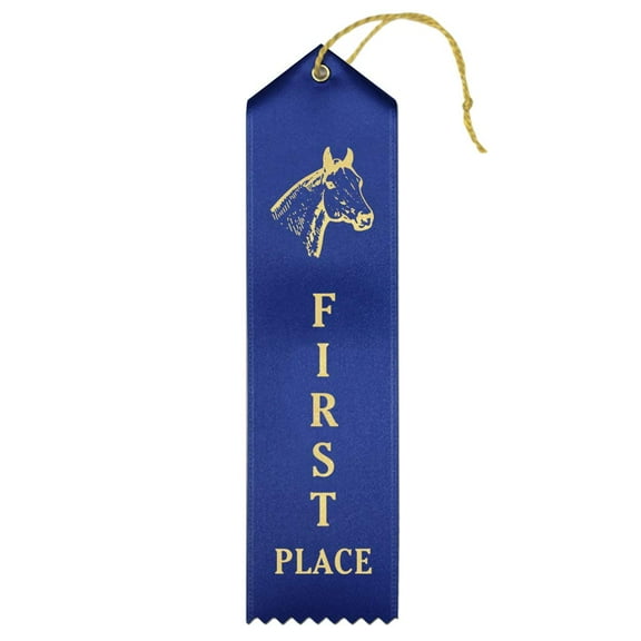 RibbonsNow Horse Show 1st Place Ribbons – 50 Blue Ribbons with Card & String