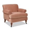 thumbnail image 6 of Peach Orange Velvet Armchair With Metal Wheels, 38" , Hardwood And Plywood Frame Style Accent Chair, Upholstery, , Strong & Base, High Density Foam Sitting, Comfortable Sinuous Springs, 6 of 6
