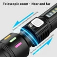 thumbnail image 4 of Linterna LED para exteriores | Pantalla LCD inteligente con batería - Enfoque telescópico ajustable | Luz lateral COB | 5 modos | Resistente al agua | USB-C recargable | Lámpara de emergencia para, 4 of 6