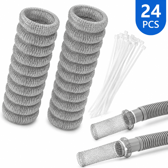 24 Pcs Lint Snare Traps Lint Traps Stainless Steel Washer Hose Lint Traps Laundry Washer Hose Filter Washing Machine Lint for Washing Machine Laundry Mesh