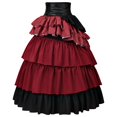 thumbnail image 4 of Steampunk Skirt, Steampunk Victorian, Tiered Skirt Corset, Belt Ruffled Gothic, Steampunk Victorian Tiered Skirt With Corset Belt Ruffled Gothic Long Skirt for Fall Festival, Deep Red XL, 4 of 9