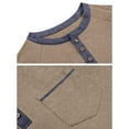 thumbnail image 6 of Resicozy Men's Long Sleeve Henley Shirts Big and Tall Button V-Neck T-Shirt Classic Causal Solid Color Tops with Pocket Khaki 2XL, 6 of 6