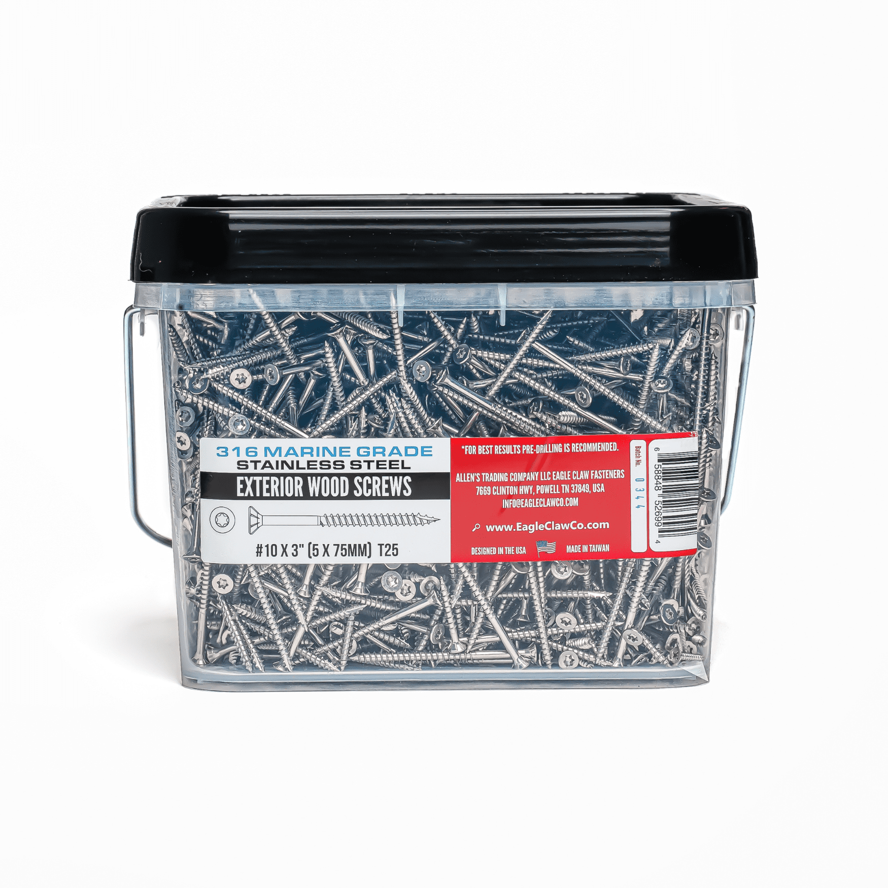 #10 x 3 Inch 316 Marine Grade Stainless Steel Wood Screws 1500 Pack T25 Star Drive Type 17 Point for Docks, Decks, Jetties, Fences or Any Coastal Marine Construction by Eagle Claw Fasteners