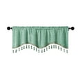 thumbnail image 2 of Honeeladyy Soft Tassles Valance Curtains, Solid Color Elegant Valances for Kitchen Bedroom Living Room, 1 Piece Green Rod Pocket Short Window Valance, 59.06x15.75 in, 2 of 6