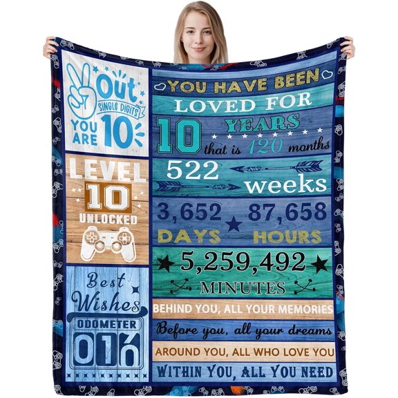 DAJU 10 Year Old Boy Birthday Gift Blanket(30*40inch)