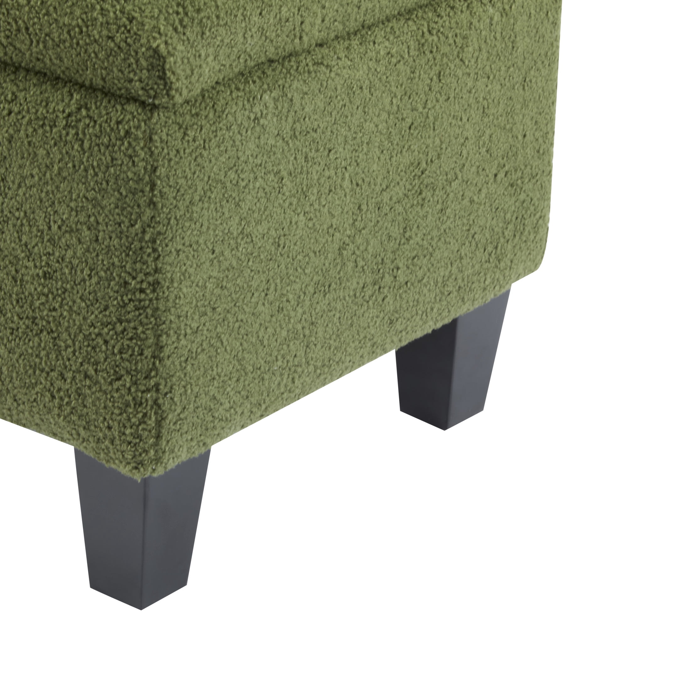 Christopher Knight Home Storage Ottoman Bench with Boucle Upholstery and Rubber Wood Legs, Green