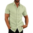 thumbnail image 2 of LRGSHF Men's Short Sleeve Button Down Shirts Solid Color Tops Summer Wedding Guest Soft Blouse Collared Breathable Lightweight Vacation Shirt, 2 of 5