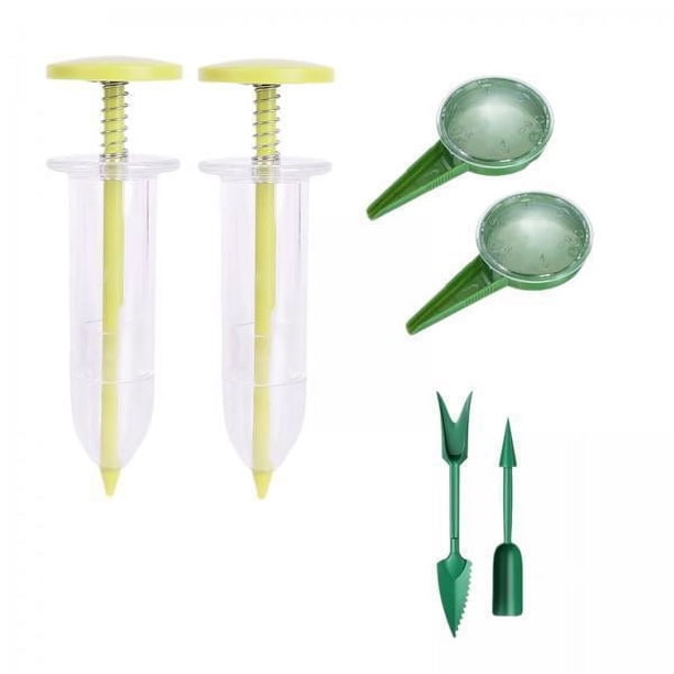 2xMini Dispensador De Semillas De Siembra Herramienta De Jardinería Herramienta De Jardín De Siembra De Semillas Ajustable Amarillo