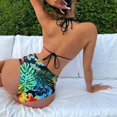 thumbnail image 4 of Wyzesi Low Compression Fit Swimwears Women's Split Bikini Multi Strap Split Swimsuit Yellow L, 4 of 9