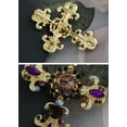 thumbnail image 3 of Women Gold Cross Antique Gorgeous Purple Rhinestones Faith Roman Catholic Victorian Saint Brooch, Purple/Gold, 3 of 6