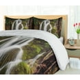 thumbnail image 5 of Ambesonne Nature Duvet Cover Sets, Waterfall Forest Cascade, 2-King, White Green, 5 of 7
