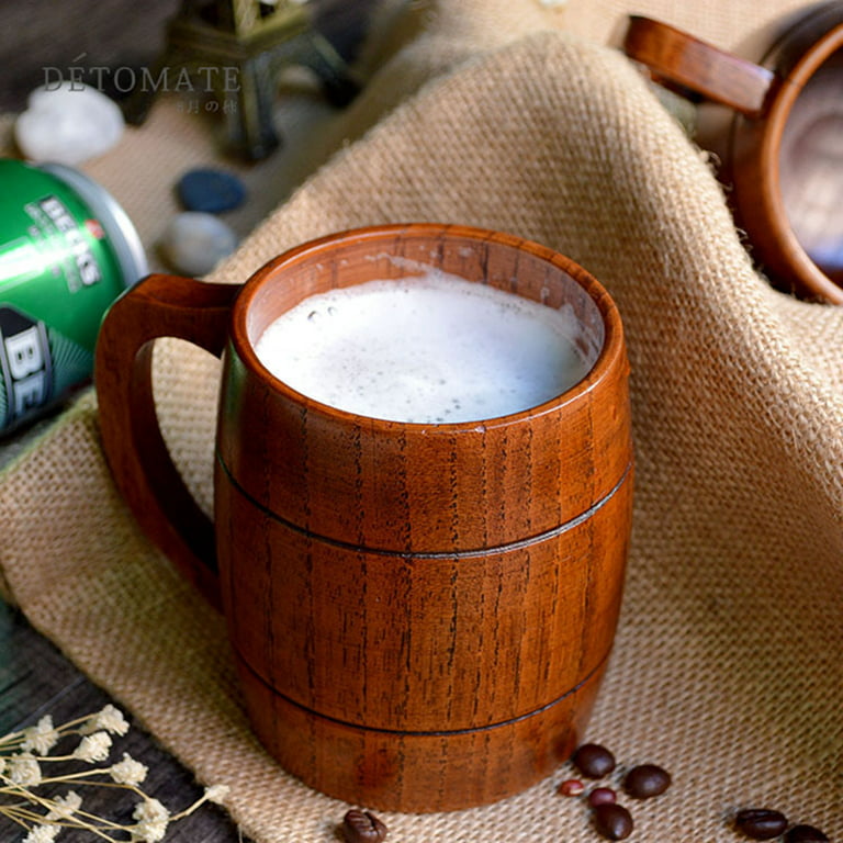 CNMF Wooden Beer Mug With Handle Water Wine Tea Coffee Drink Cups  Dinnerware Kitchen Supply,Drinking Cup,Cups 