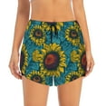 thumbnail image 2 of Xecao's Sunflowers for a double-layer running short for women, perfect for gym, tennis, and more, featuring a convenient pocket., 2 of 9