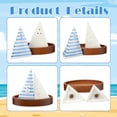 thumbnail image 3 of Ceramic Sailboat Salt and Pepper Shaker with Wooden Tray Blue White 5 Inch Kitchen Table Home Furnishings for Nautical Theme Party Summer Event, 3 of 4
