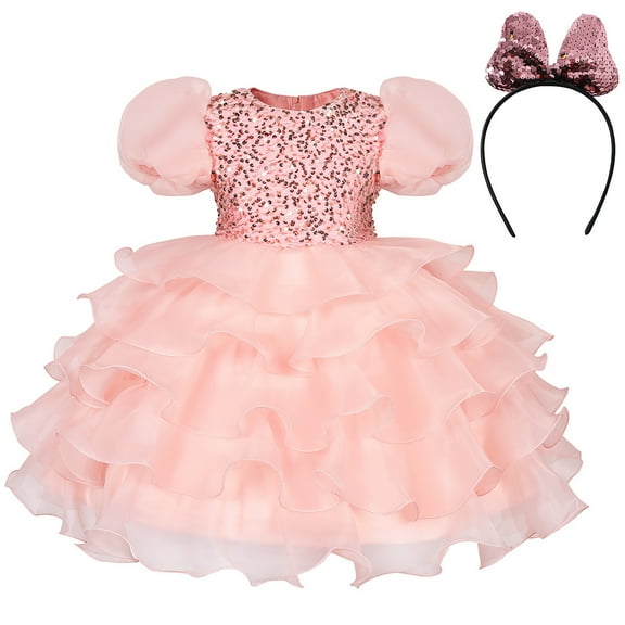 Flower Girls Ruffles Princess Birthday Wedding Party Dress Sequin Cake Dress
