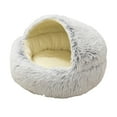thumbnail image 2 of Cat And Dog Beds, Soft Plush Round Bedding Sleeping Round Pet Calming Nest Bed 60cm Gray, 2 of 8