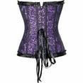 thumbnail image 3 of ZVAVZ Corset Tops for Women Steampunk Pirate lace up Bustier Shapewear Lingerie, Lace Waist Push Up Bodysuit Corset Overbust Purple,S, 3 of 5