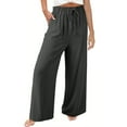 thumbnail image 3 of Sijiajgjfu Womens Wide Leg Pants Palazzo Flowy Pants Summer Elastic High Waist Beach Slacks with Pockets Gray,M, 3 of 9